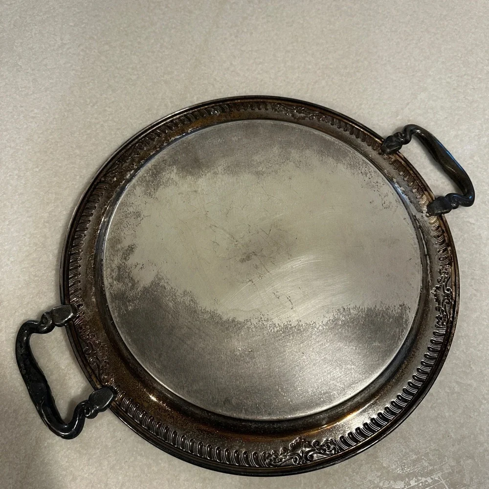 Vintage holiday silverplate serving tray